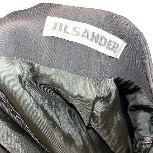 jil sander black wool garbadine pencil skirt 38 4